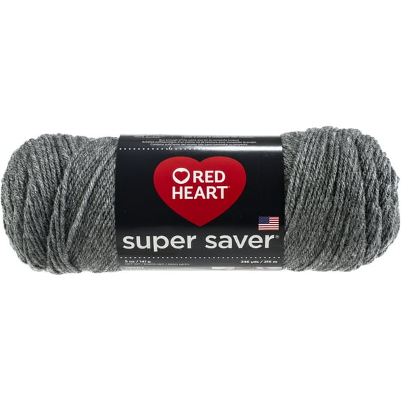 Red Heart Super Saver Yarn - Grey Heather, Multipack of 6