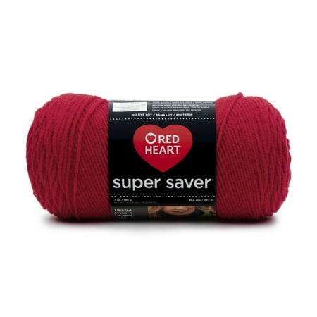Red Heart Super Saver Yarn, Medium Acrylic Cherry Red Yarn, 364 yd