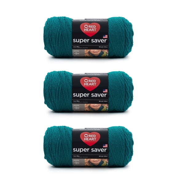 Red Heart Super Saver Yarn-Real Teal, Multipack Of 3