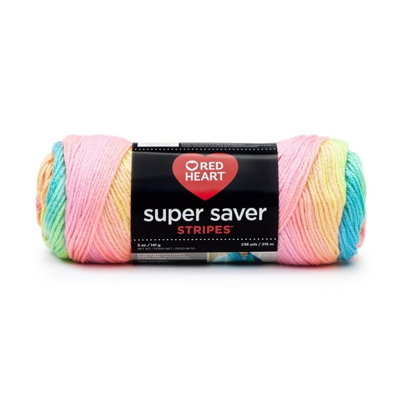 Red Heart Super Saver Yarn, Retro Stripe, #4 Medium, Acrylic, 5oz/142g, 236 Yards