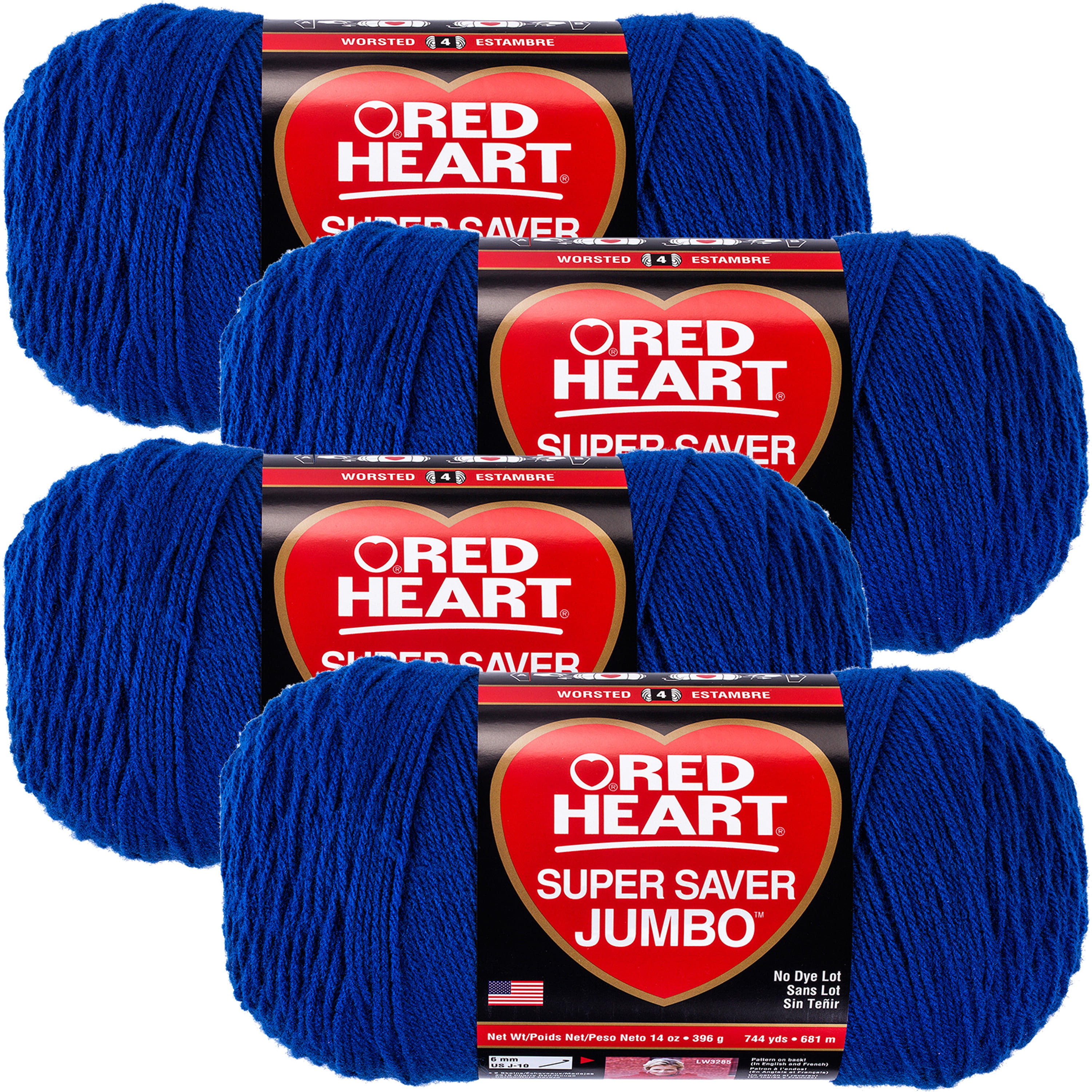 Multipack of 4 Red Heart Super Saver Jumbo YarnRoyal