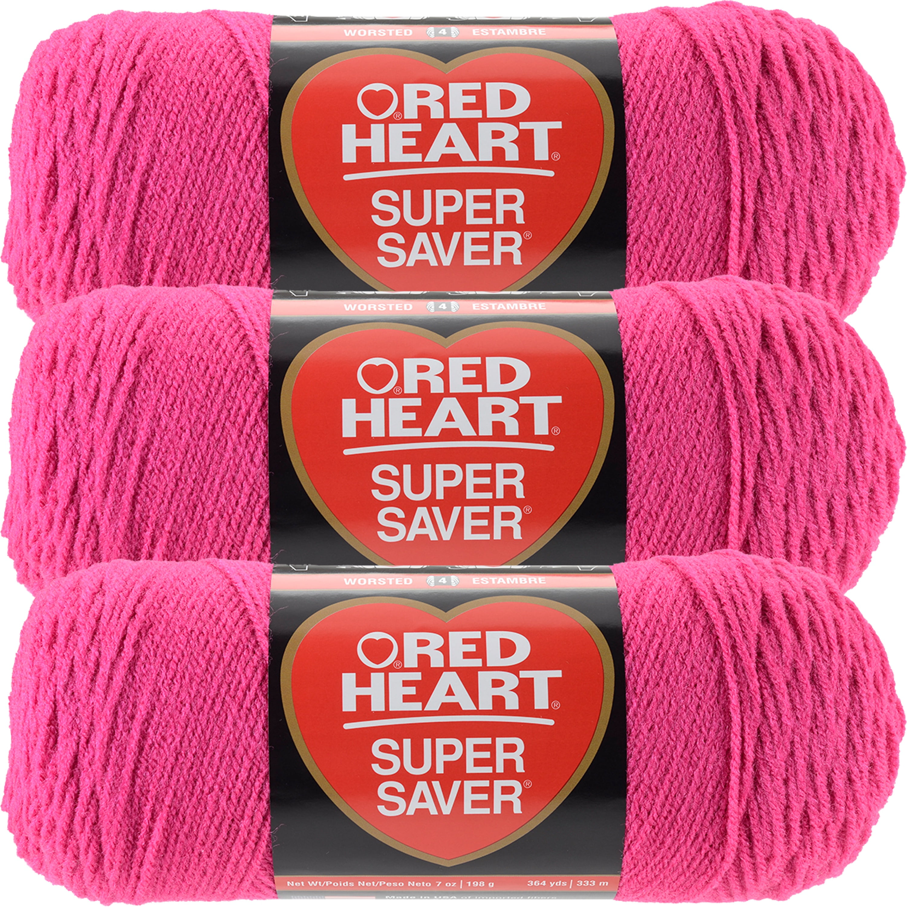 Multipack of 03 - Red Heart Super Saver Yarn-Shocking Pink