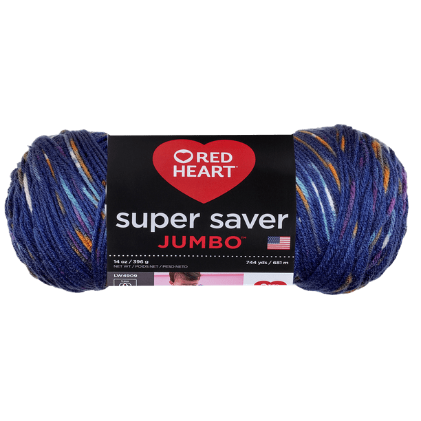 Red Heart Super Saver Yarn, Speckle Soft Navy, 10 oz, Medium, Acrylic