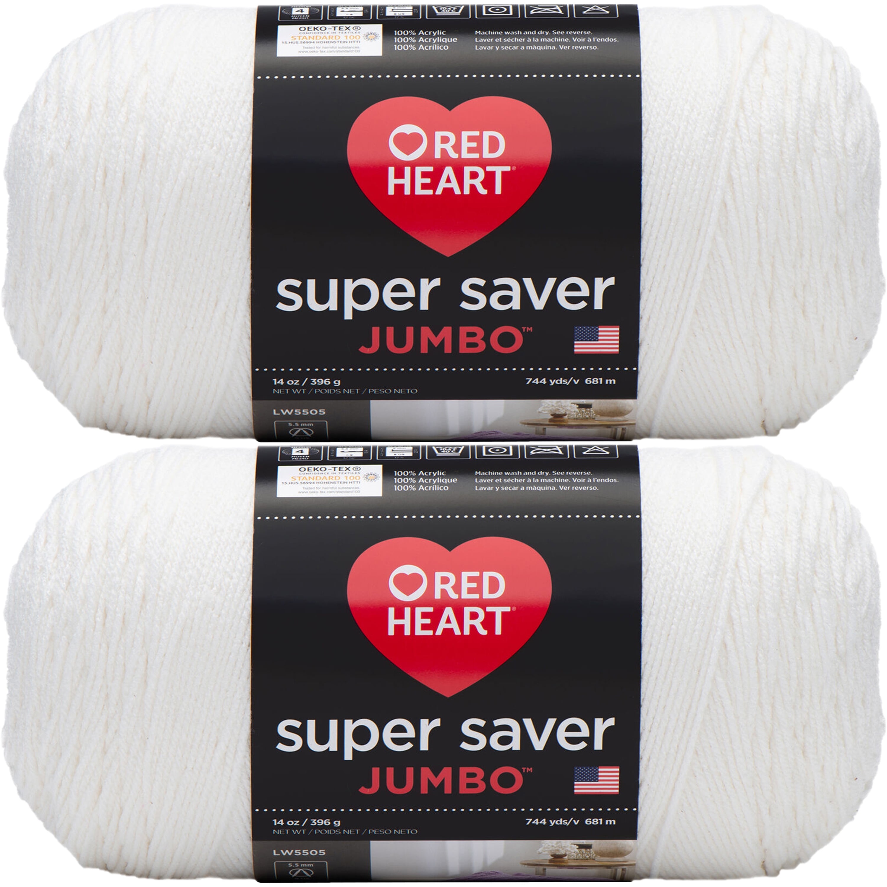 Red Heart Super Saver Yarn-White, Multipack Of 2