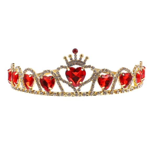 Red Heart Tiara Descendants Heart Crown Hair Jewelry Wedding Crown for Bride