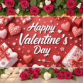thumbnail image 1 of Red Heart Valentine's Day Banner Pink Theme Love Display Polka Dot Gift Box Heart Backdrop for Romantic Party Valentine's Celebration Couples Gathering, 1 of 8