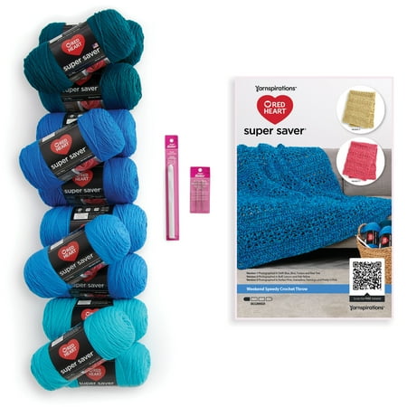 Red Heart® Weekend Speedy Crochet Throw Kit, Cool Blues