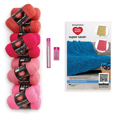 Red Heart® Weekend Speedy Crochet Throw Kit, Hot Pinks