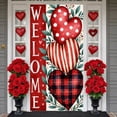 thumbnail image 1 of Red Heart Welcome Banner Polka Dot Pattern Backdrop Striped Design Buffalo Plaid Display for Valentine's Day Celebration Home Entrance Decor Romantic Party, 1 of 8