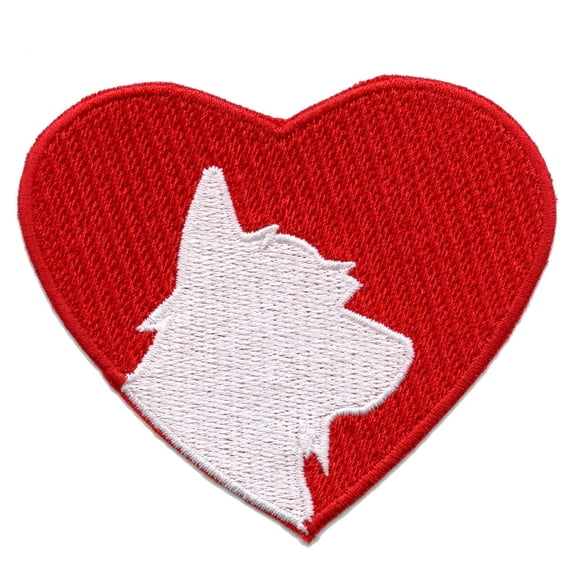 Red Heart With Corgi Embroidered Iron on Patch