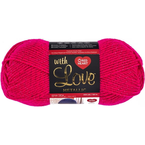 Red Heart With Love Metallic Fuchsia Yarn, 1 Each