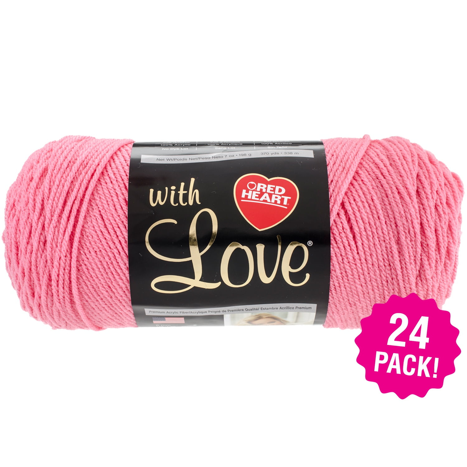 Red Heart With Love Yarn Bubble Gum, Multipack of 24