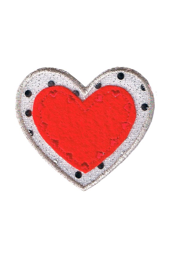 Red Heart With Sequins Patch Love Symbol Badge Embroidered Iron On Applique
