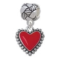 thumbnail image 1 of Red Heart with Beaded Border - Woven Rope Charm Bead, 1 of 1