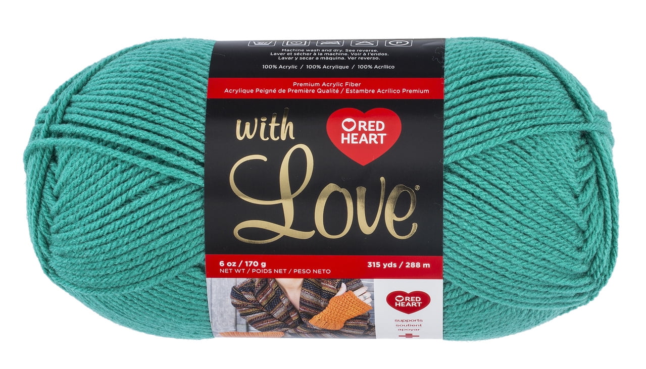 Red Heart with Love Yarn, Jadeite, Turquoise, Acrylic, 315yd