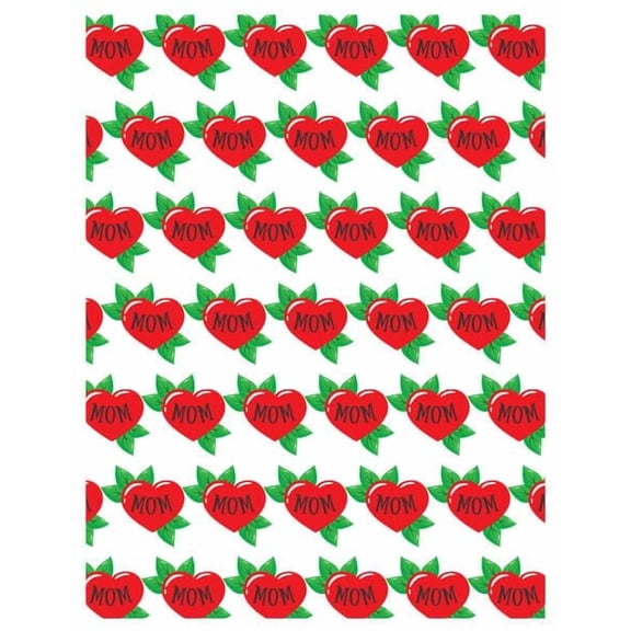 Red Heart with Mom & Leaves Tattoo Pattern Edible Image Cake Topper for Quarter Sheet Cake, by Tnct. (1 Count)