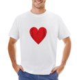 thumbnail image 1 of Red Heart with White Wings Men’s T-Shirt 100% Cotton Casual Short Sleeve Tops Gift Tee White S, 1 of 5