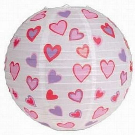 Red Hearts 12-inch Paper Lantern