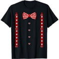 thumbnail image 1 of Red Hearts Bow Tie Suspenders Valentines Day Costume T-Shirt, 1 of 5