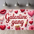 thumbnail image 1 of Red Hearts Galentine Banner Gold Stars BFF Display Lipstick Design Gift Box Pattern Friendship Backdrop for Galentine's Day Party BFF Gathering Girls' Night, 1 of 9