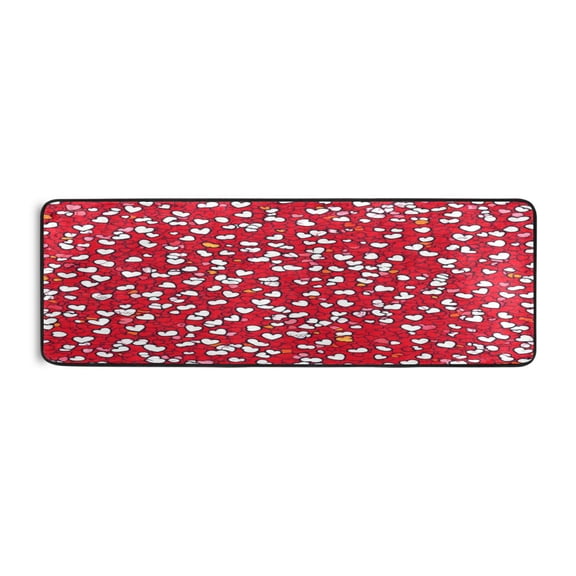 Red Hearts Pattern 72x24" Runner Rug, Non-Slip Memory Foam Cushion, Anti-Crease for Hallways and Bedrooms