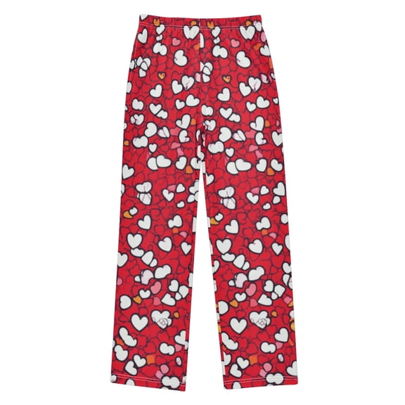 Red Hearts Pattern Pajama Pants Soft Lightweight Lounge Pants Bottoms Sleep Pants Warm Comfy