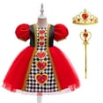thumbnail image 1 of Red Hearts Queen Costume with Accessories for Girls Halloween Christmas Cosplay Dress Up, 8-9Y, 1 of 8
