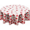 thumbnail image 1 of Red Hearts Round Tablecloth 60 Inch,Love Romantic Wedding Anniversary Holiday Washable Polyester Table Cover for Dinner Restaurants Kitchen Party Events Tabletop Decoration, 1 of 6