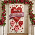 thumbnail image 1 of Red Hearts Valentine's Banner Pink Accents Love Display Tree Design Gold Trim Heart Backdrop for Valentine's Party Romantic Date Wedding Decoration, 1 of 7