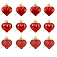 thumbnail image 1 of Red Heartshaped Glass Ornament Balls for Valentine’s Day Wedding, Glittered Glass Baubles Balls Matte & Glitter Design, HandBlown Sequin Balls Ornament Wedding Anniversary Party Decoration 12 Pcs, 1 of 6