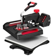 Red Heat Press Machine 800W, 12 x 15 Inches Sublimation Transfer Printer, Digital Precise LCD Control Printing, 360 Swing Away Vinyl Transfer Printer for T-Shirts, Canvas Bag, Pillow, Banner