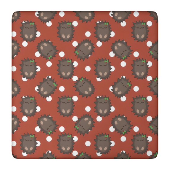 Red Hedgehog Pattern Square Fitted Tablecloth with Elastic Edge,Square Table Cover,Washable Elastic Table Cover for Home Kitchen Party Decor 36"x36"