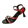 thumbnail image 1 of Red Heeled Slide Sandals For Womens Round Toe Cut Out Buckle Strap Summer Fall Comfortable Casual Non Slip Outdoor Daily Wear Size 37, 1 of 9