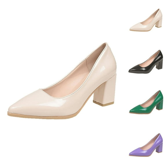 Red Heels for Women Pearl Embellished Block Heel Pumps - Closed Toe Single Strap Suede Elegant Design, Classic Dress Shoes For Wedding Banquet & Commute