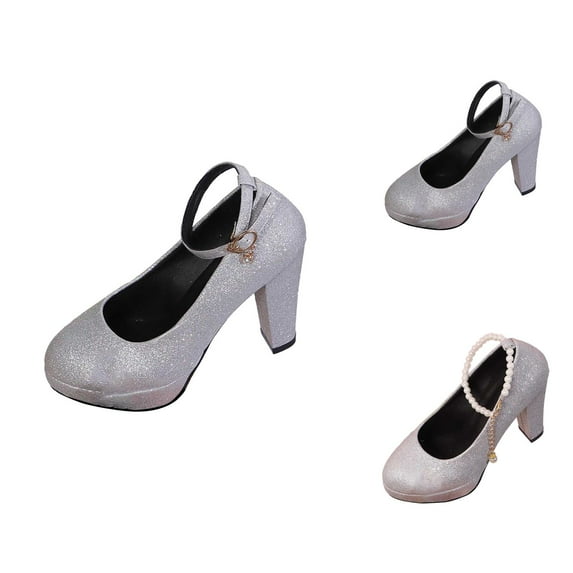 Red Heels for Women Pearl Embellished Block Heel Pumps - Closed Toe Single Strap Suede Elegant Design, Vintage Classic Comfortable Dress Shoes For Wedding Banquet & Office Commute