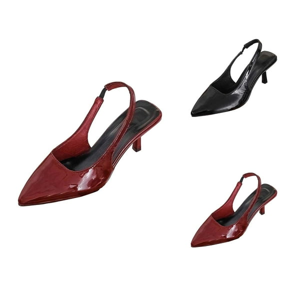 Red Heels for Women Solid Color Pointed Toe Stiletto Pumps - Fashion Casual Minimalist Elegant Design, Comfortable Versatile Dress Shoes For Office Work Wear & Social Party Events