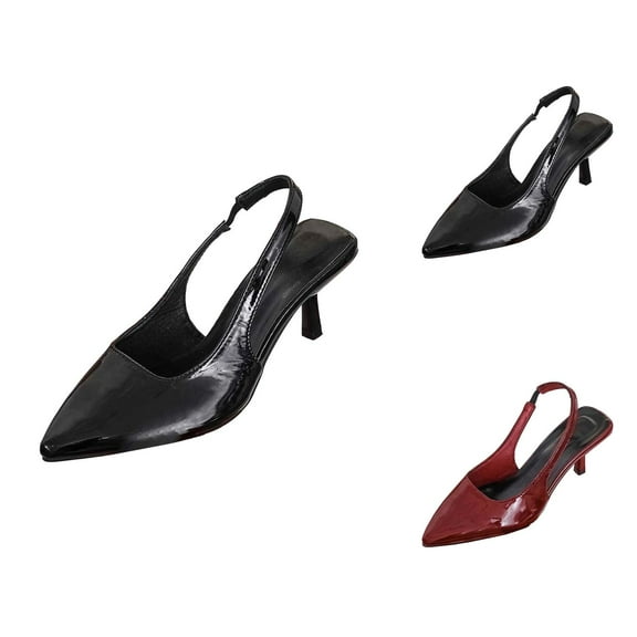 Red Heels for Women Solid Color Pointed Toe Stiletto Pumps - Fashion Casual Minimalist Elegant Design, Comfortable Versatile Dress Shoes For Office Work Wear & Social Party Events