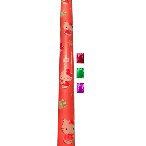 Red Hello Kitty Christmas Wrapping Paper 50 Sq Ft 1 Roll, Premium Gift Wrap with Grid Lines, Holiday Baby Shower Halloween Xmas Birthday Presents Party Decorations w/ Bonus Snoep in Beperkte Oplage