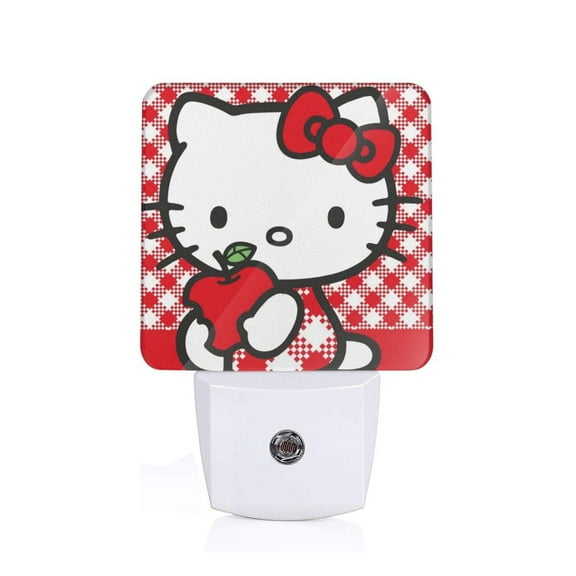 Red Hello Kitty Plug-in LED Night Light Lamp with Dusk to Dawn Sensor for Bedroom,Bathroom,Hallway,Stairways,0.5W