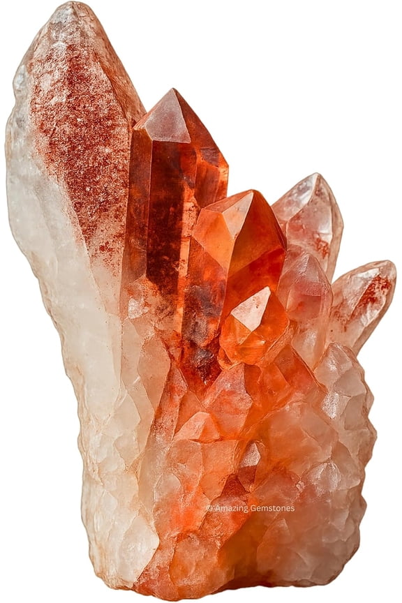 Red Hematoid Quartz Crystals and Healing Stones Mineral Specimen - Premium Semi Precious Gem Stones for Spiritual Growth - Healing Geode Cluster for Meditation