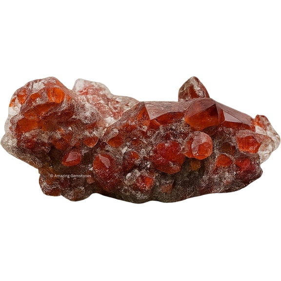 Red Hematoid Quartz Crystals and Healing Stones Mineral Specimen - Premium Semi Precious Gem Stones for Spiritual Growth - Healing Geode Cluster for Meditation
