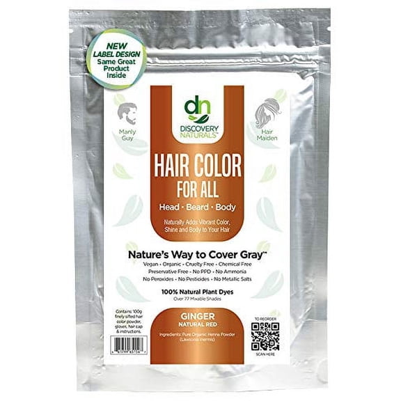 Red Henna Hair Color For All Kit | 100% All Natural Hair Dye & Beard Dye Powder (Ginger Natural Red) Organic, Herbal & Vegan Chemical & Cruelty Free Permanent Gray Coverage & Tinting