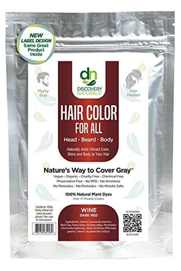 Red Henna Hair Color For All Kit | 100% All Natural Hair Dye & Beard Dye Powder (Wine Dark Red) Organic, Herbal & Vegan Chemical & Cruelty Free Permanent Gray Coverage & Tinting