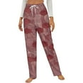 thumbnail image 1 of Red Hexagon Textured Pattern Design Winter Female Pants Flannel High Waist Women Pants Lady Warm Straight Leg Plush Trousers, 1 of 7