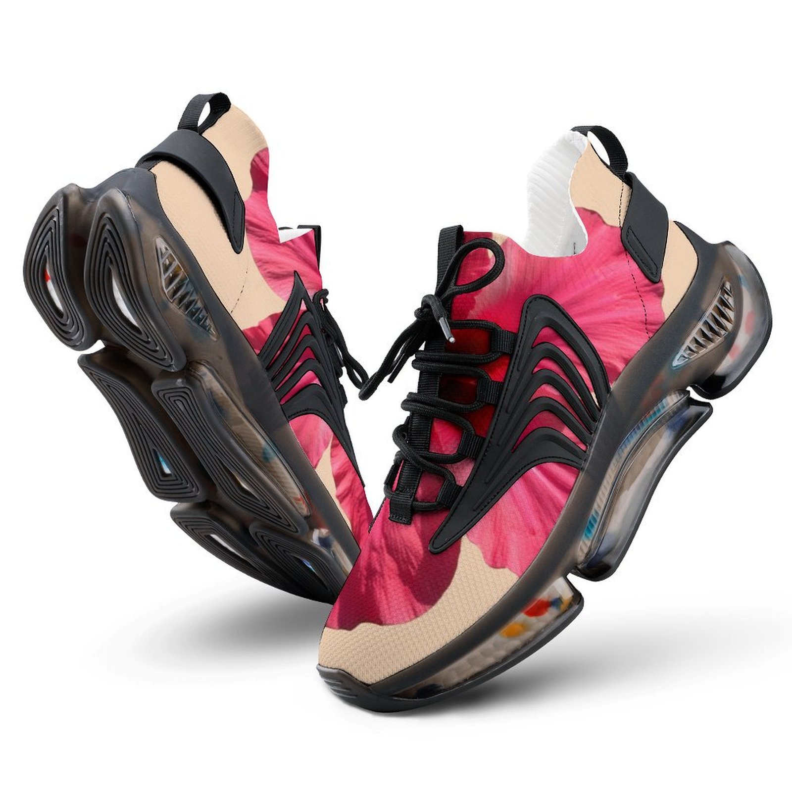 Red Hibiscus Flower Petals Open Walking Shoes for Men Woman Lightweight ...