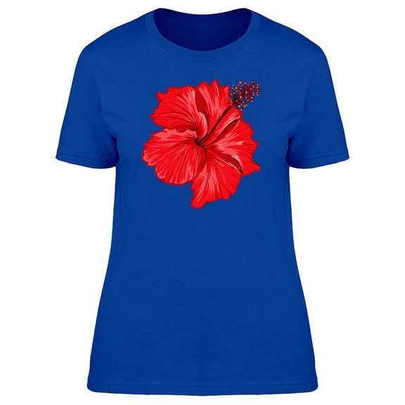 Red Hibiscus Painting T-Shirt Women -Image by Shutterstock, Female Large
