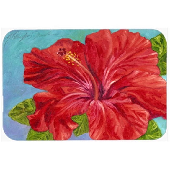 Red Hibiscus by Malenda Trick Glass Large Cutting Board