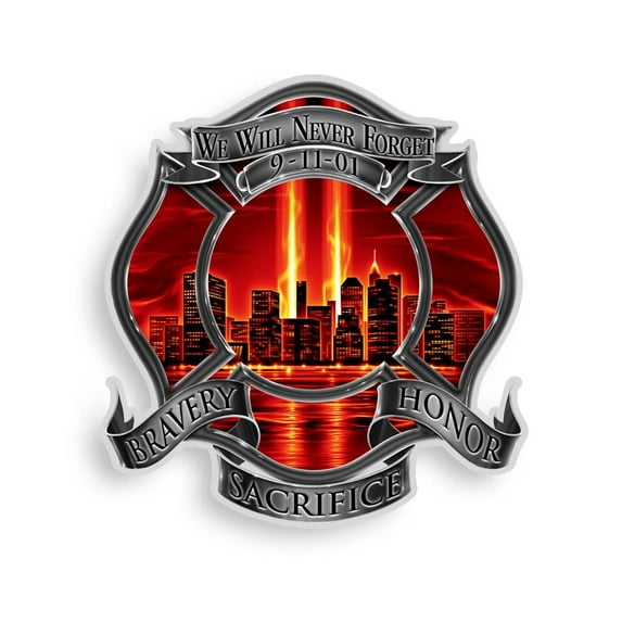 Red High Honor Firefighter Tribute Firefighter White vinyl Reflective Decal 2In