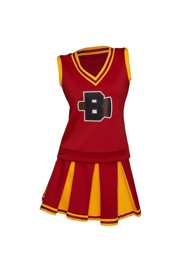 Red High School Musical Cheer Uniform Outfit Top Skirt Women Adult