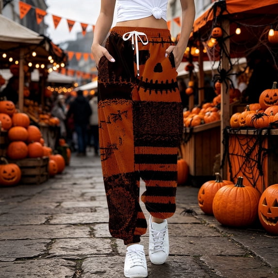 Red High Waist Pjs Loose Pant Wide Leg Halloween Sleepwear Home Wear M